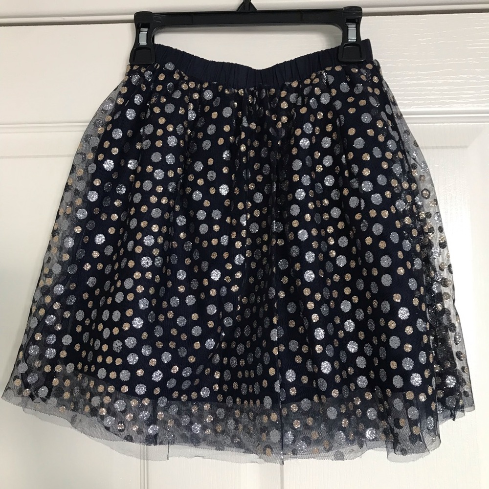 Crewcuts Glitter Dots Tulle Skirt - Navy - Size 6-7